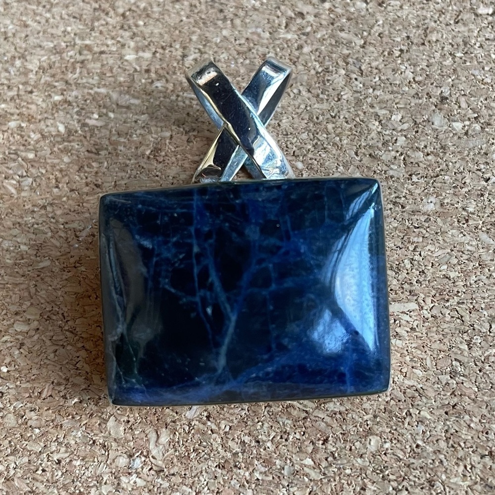 Lapis Rectangular Pendant Sterling Silver - image 4